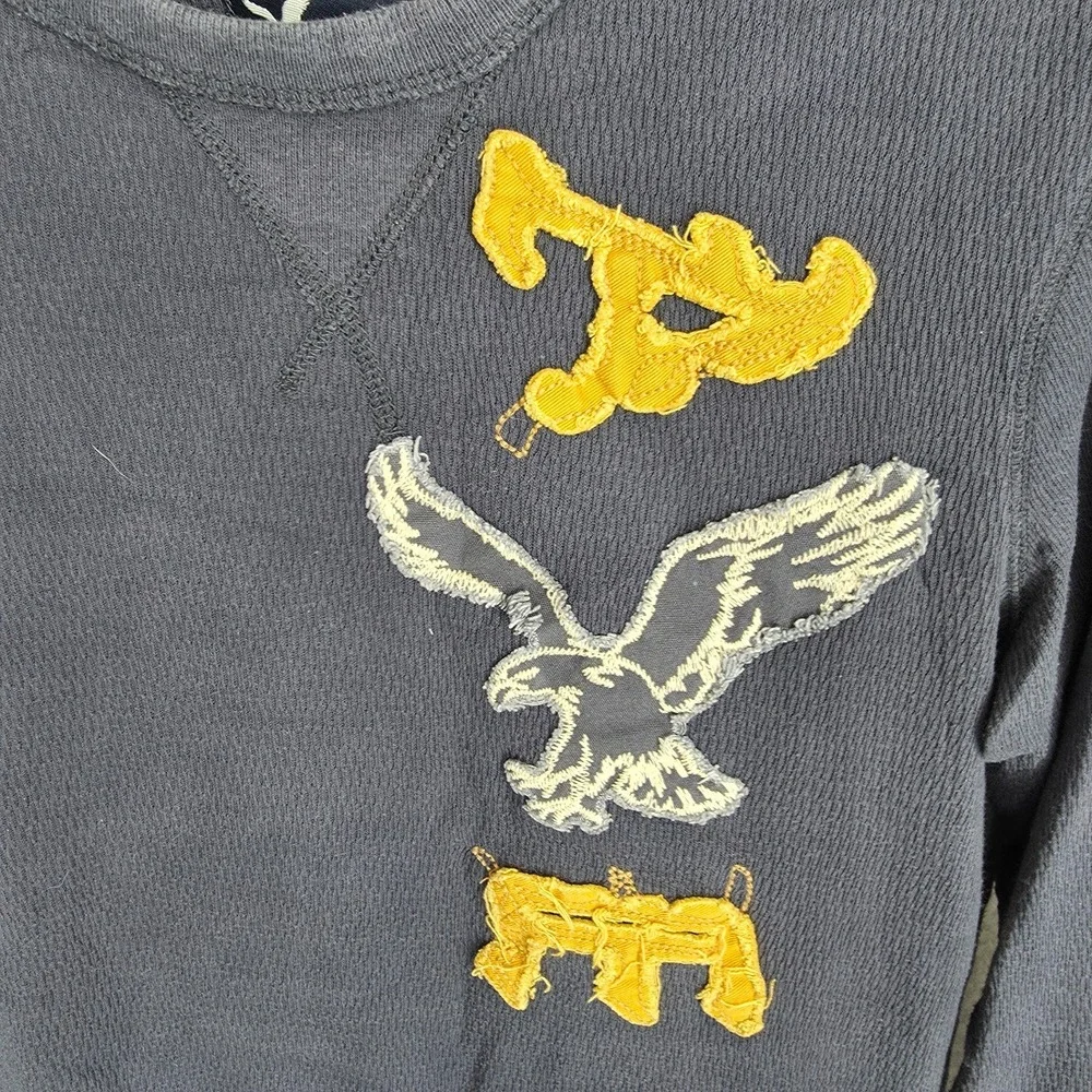 American Eagle Sweatshirt Mens Medium Blue Vintage Fit Thermal Long Sleeve‎